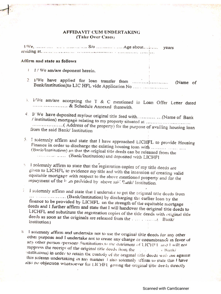 Takeover Affidavit | PDF