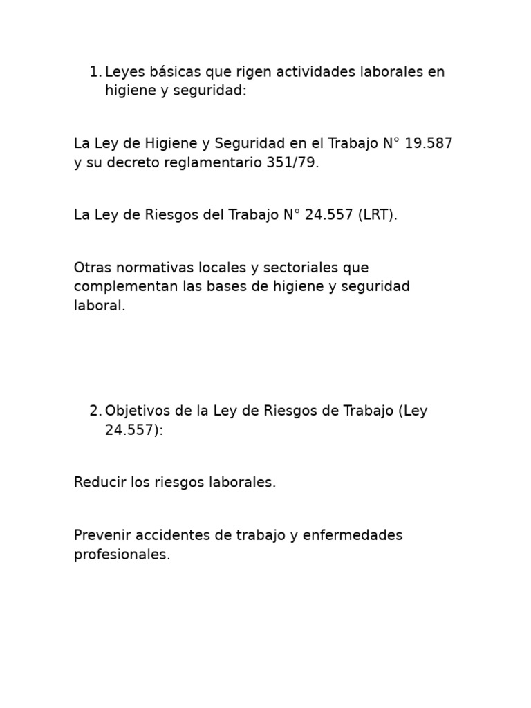 Normativas de Higiene y Seguridad Laboral | PDF | Derecho laboral | La ...