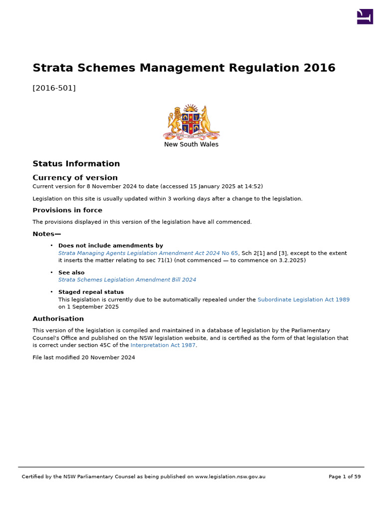 Strata Schemes Management Regulation 2016 | PDF | Voting | Bonds (Finance)