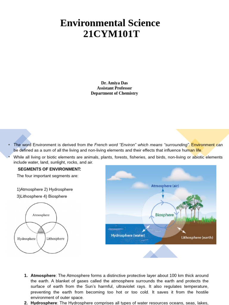 Presentation1 Unit 1 & 2 - Dr. Amiya | PDF | Ozone Depletion | Water ...