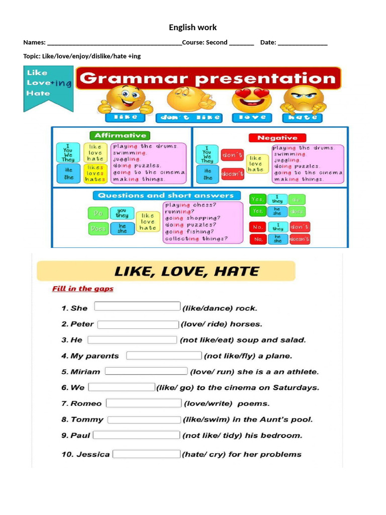 English work Second Courses | PDF