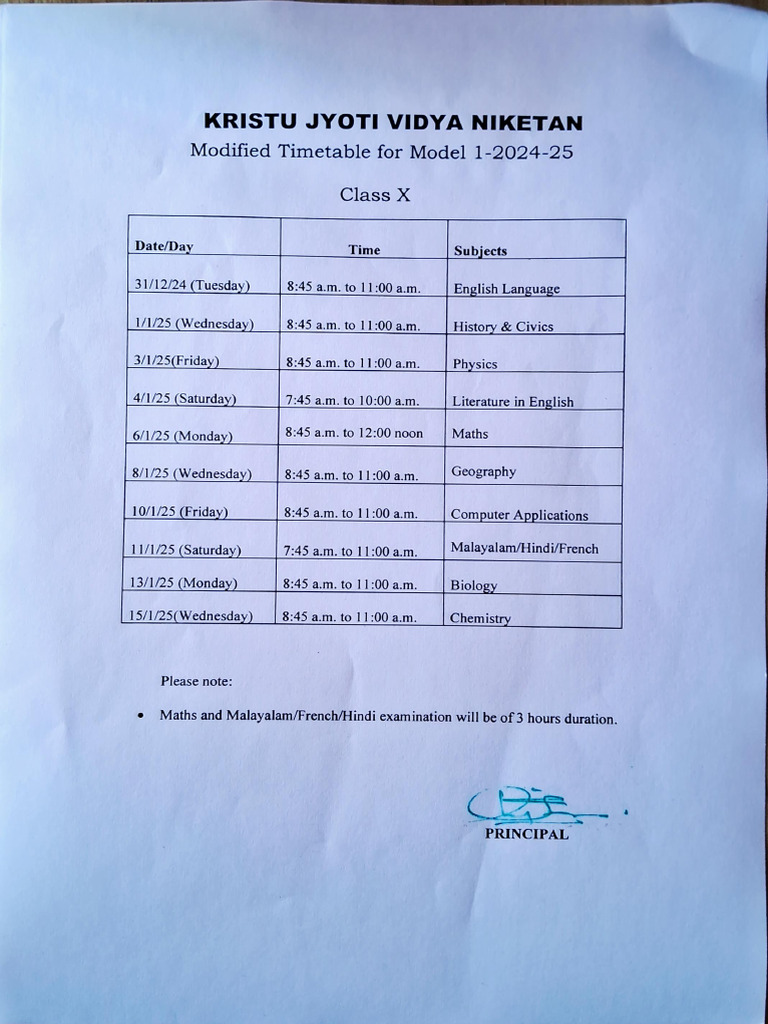 Class X Exam Schedule 2024-25 | PDF