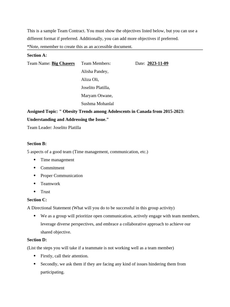 Comp1015 - Big Chasers - Contract | PDF | Human Communication