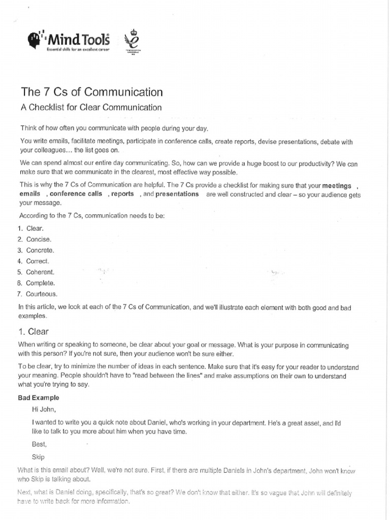 7 Cs of Communication | PDF