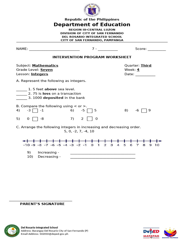 Grade 7 & 9 Math Intervention Worksheets | PDF | Mathematics