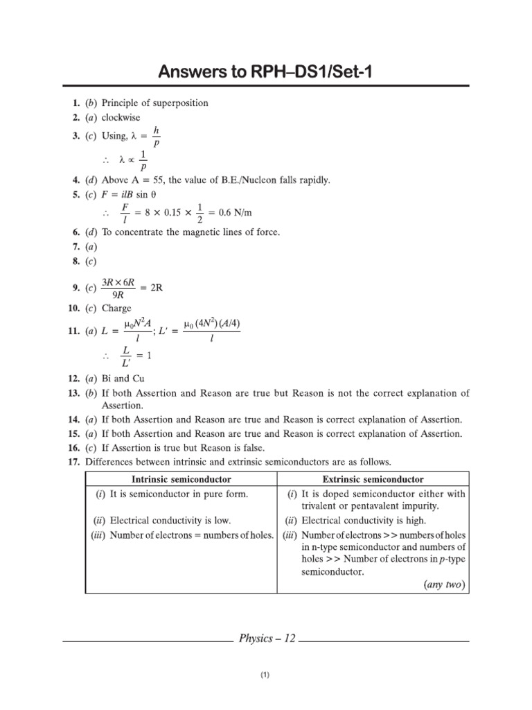 Physics 12 - Set - 1 | PDF