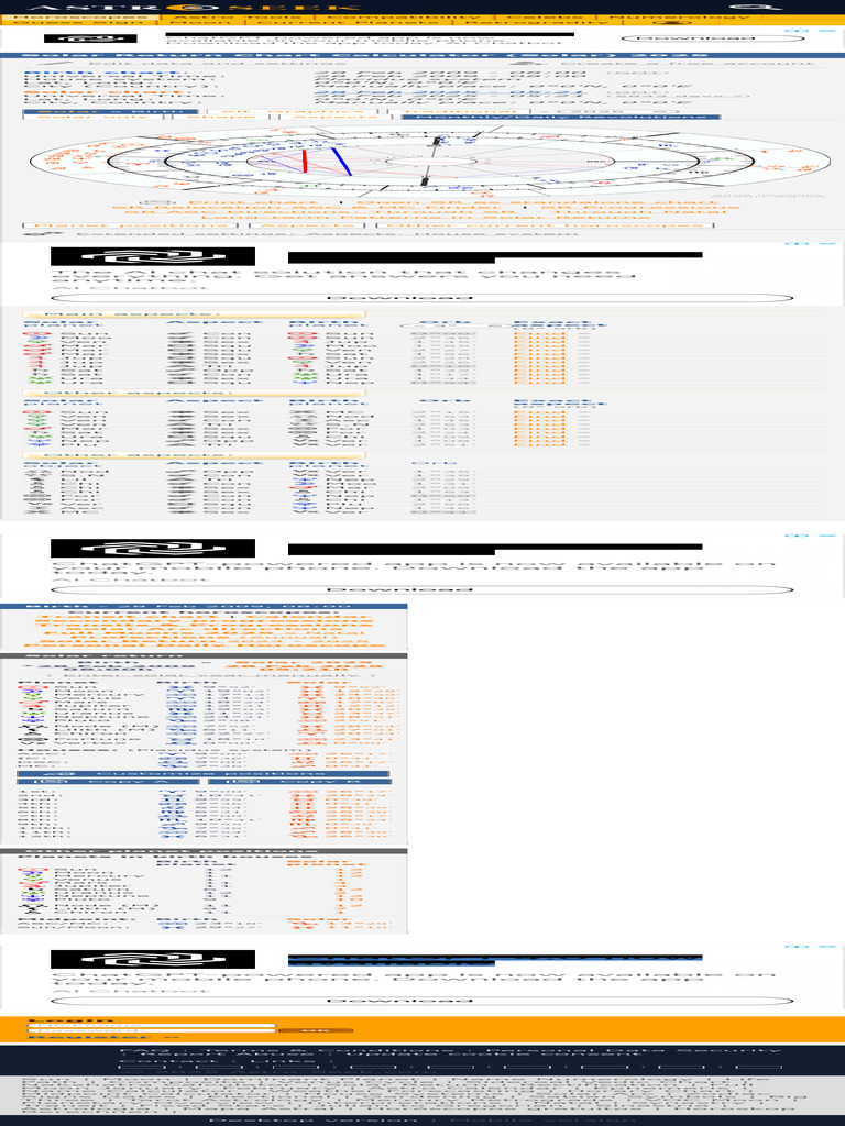 Solar Return Chart, Free Solar Calculator, Astrology PDF Horoscope