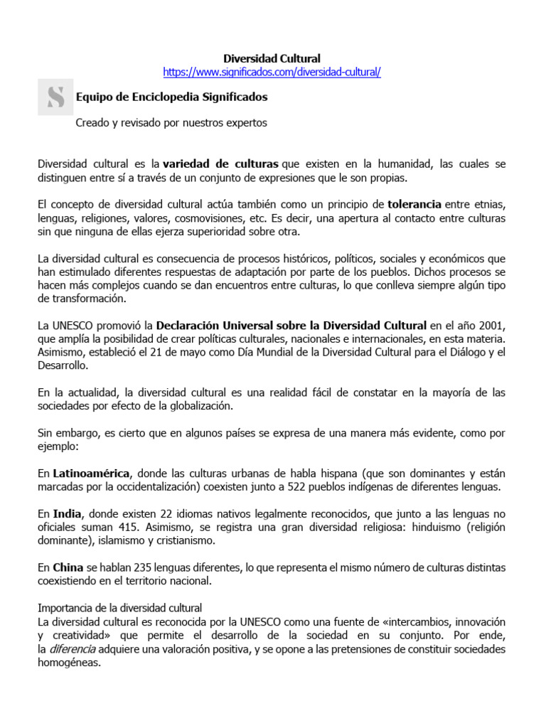 Importancia de la Diversidad Cultural | PDF | Tradiciones | México