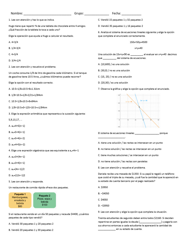 Ejercicios de Matemáticas y Ecuaciones | PDF | Ecuaciones | Objetos ...