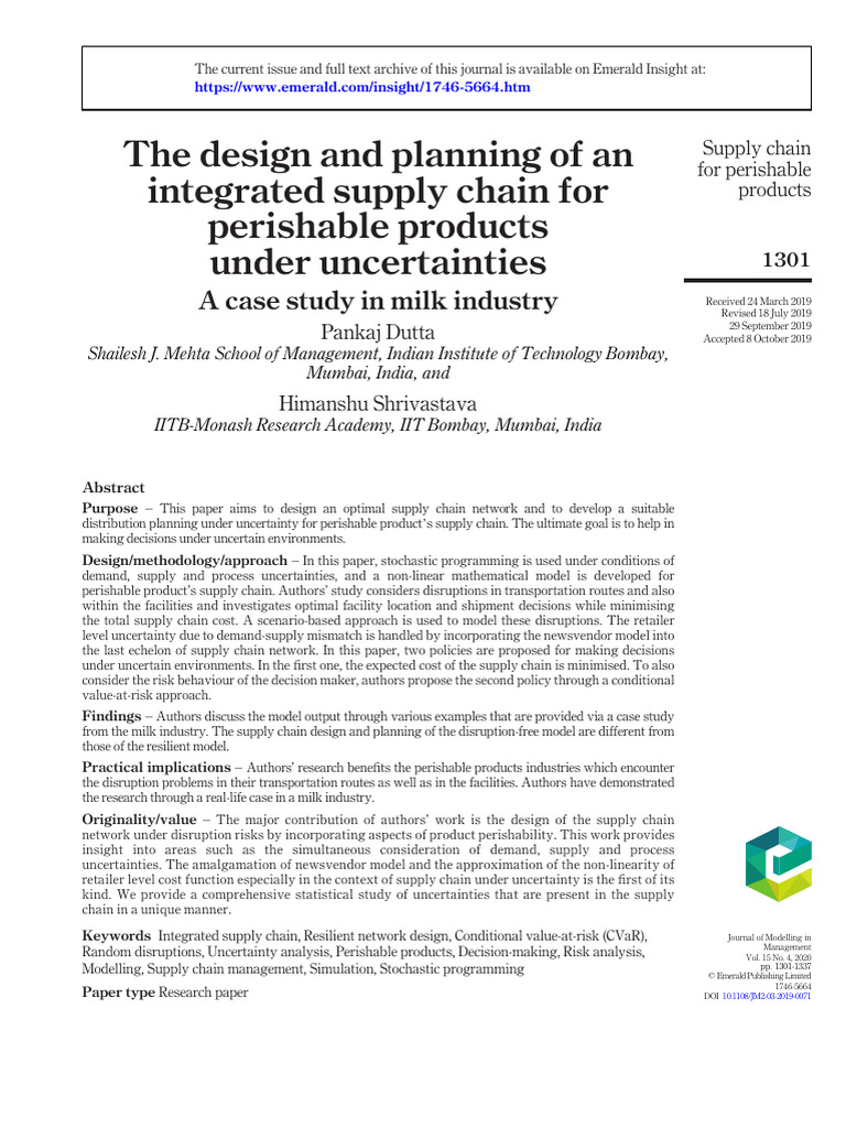 10 1108 - JM2 03 2019 0071 | PDF | Mathematical Optimization | Supply Chain