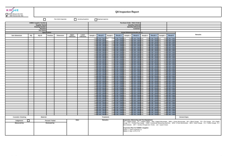 QA Inspection Report for KMWE Suppliers | PDF