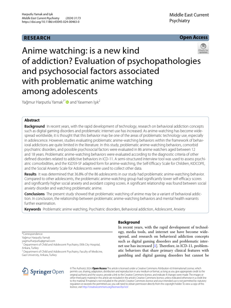 Anime Watching Is A New Kind of Addiction Evaluati | PDF | Mental Disorder | Psychiatry