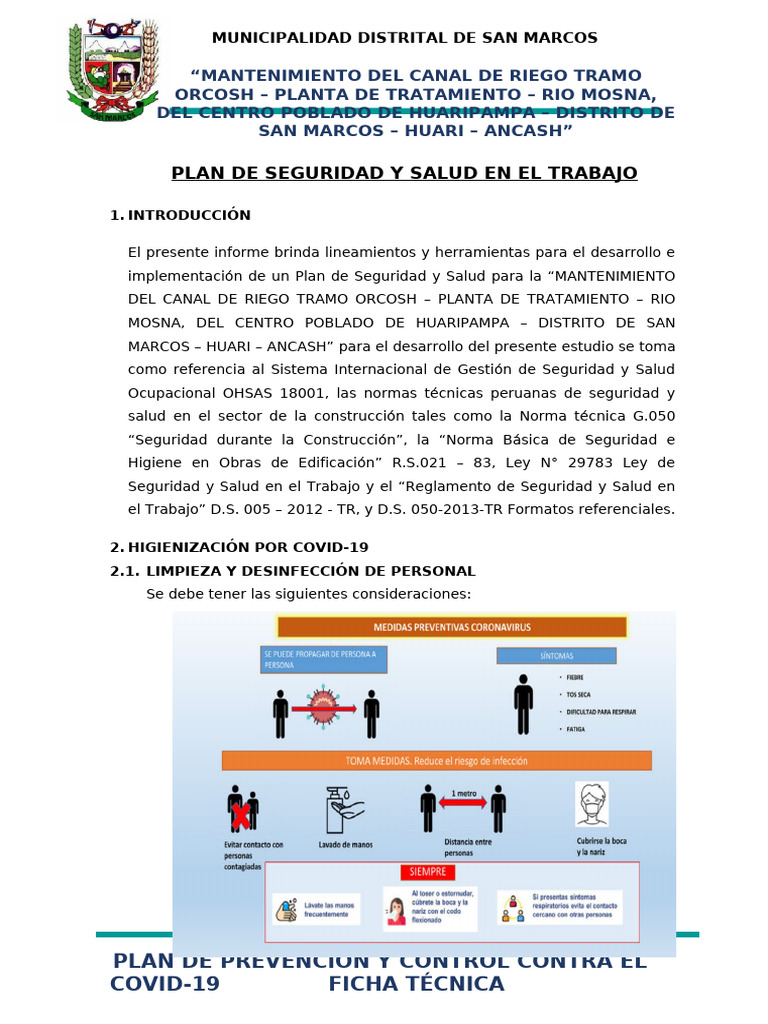 Plan de Prevencion y Control Contra El Covid-19 | PDF | Lavado de manos