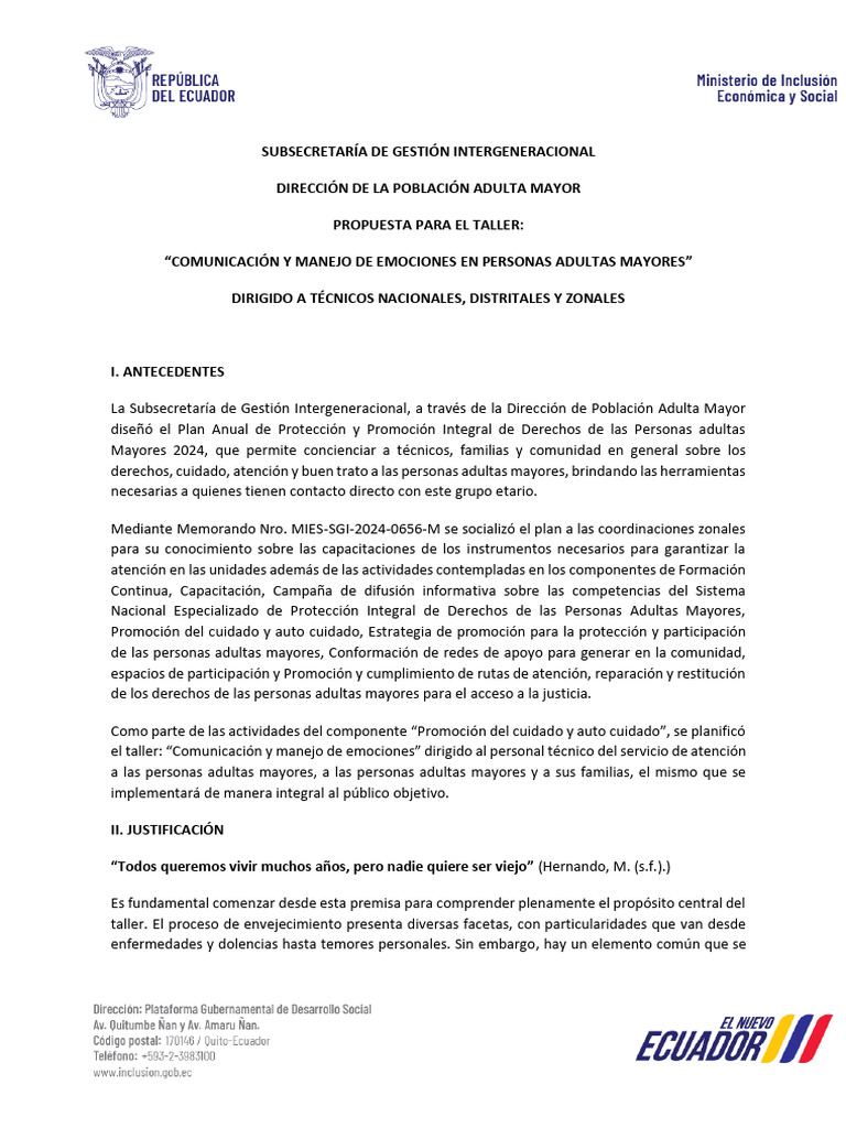 Taller de Comunicación para Adultos Mayores | PDF | Vejez | Adultos