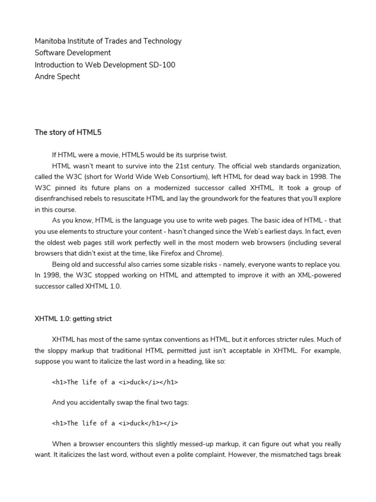 0 the story of html5 pdf html xhtml