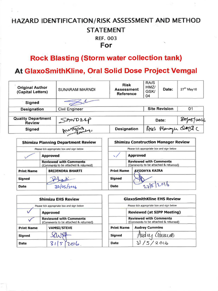 Rock Blasting (Storm Water Collection Tank) | PDF
