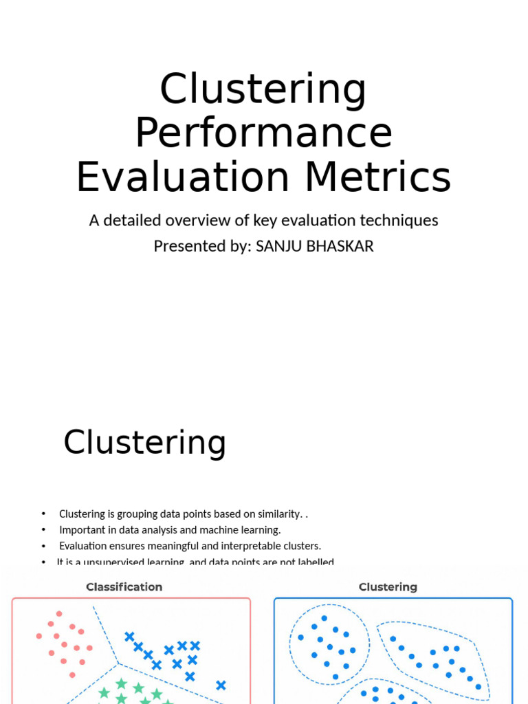 Clustering Performance Evaluation Metrics | PDF | Cluster Analysis ...