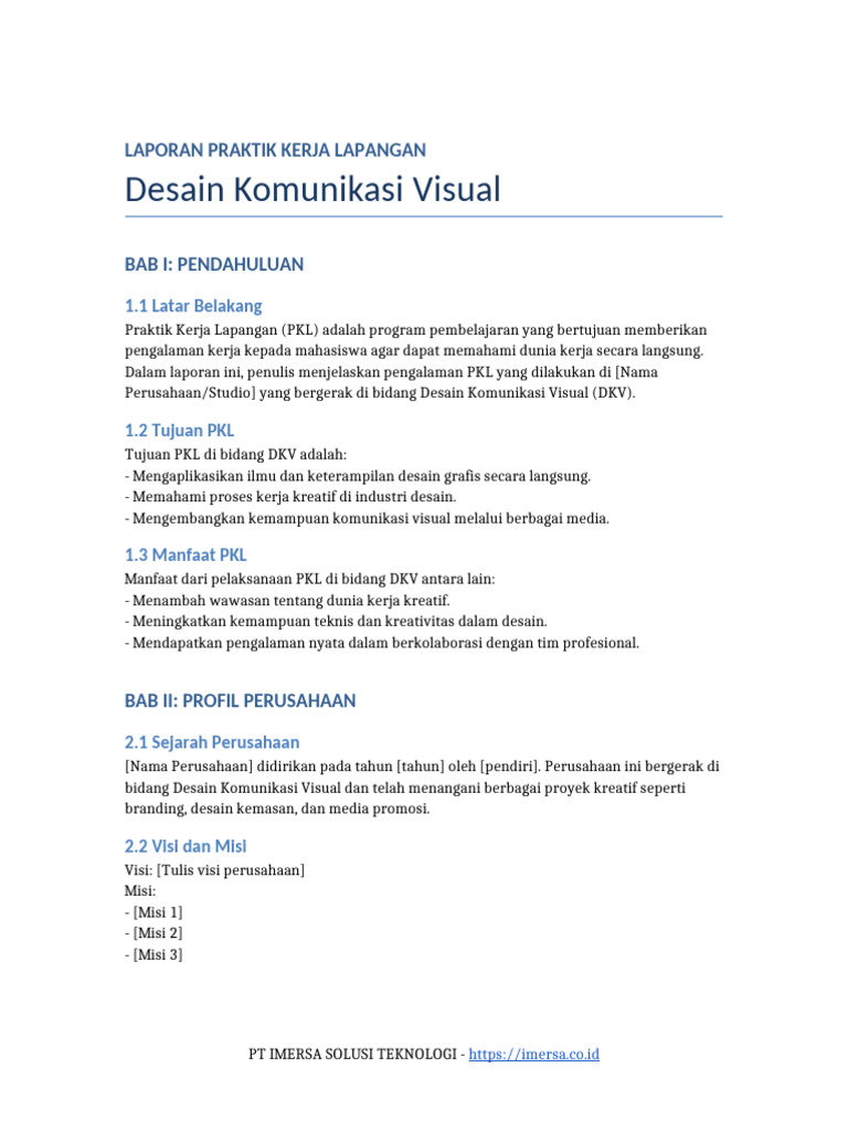 Contoh Laporan Pkl Dkv Pdf