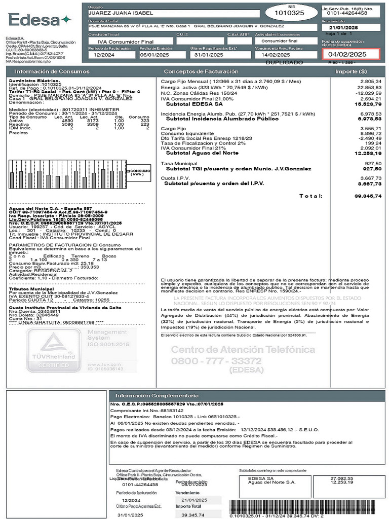 12 2024 Factura 16 01 2025-00 01 14 | PDF | Factura | Tarjeta de débito