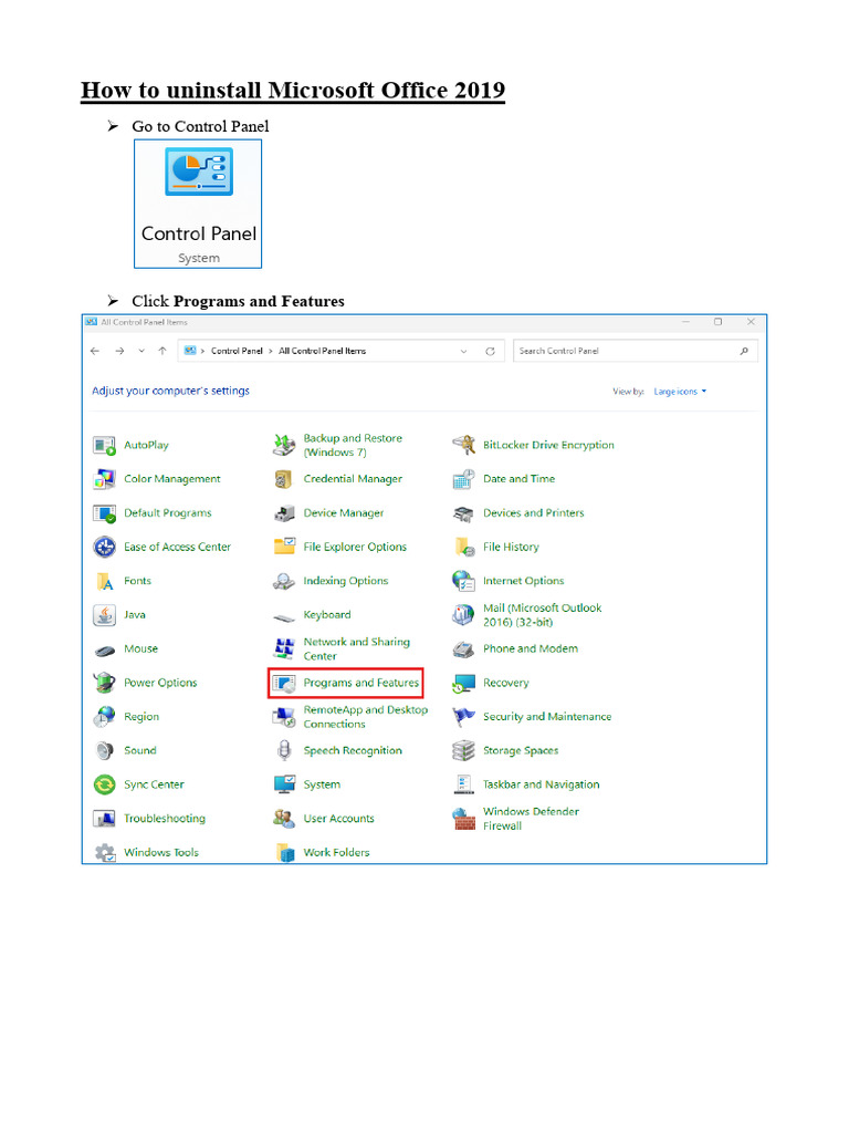 Uninstall Microsoft Office 2019 Guide | PDF
