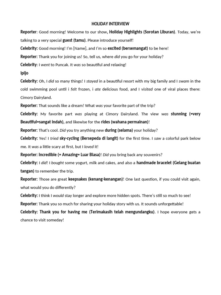 Holiday Interview | PDF