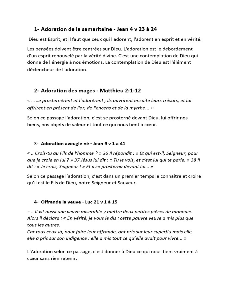 Adoration : Dieu, Esprit et Vérité | PDF