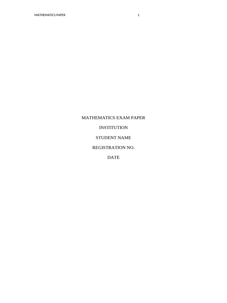 Mathematics Exam Questions | PDF