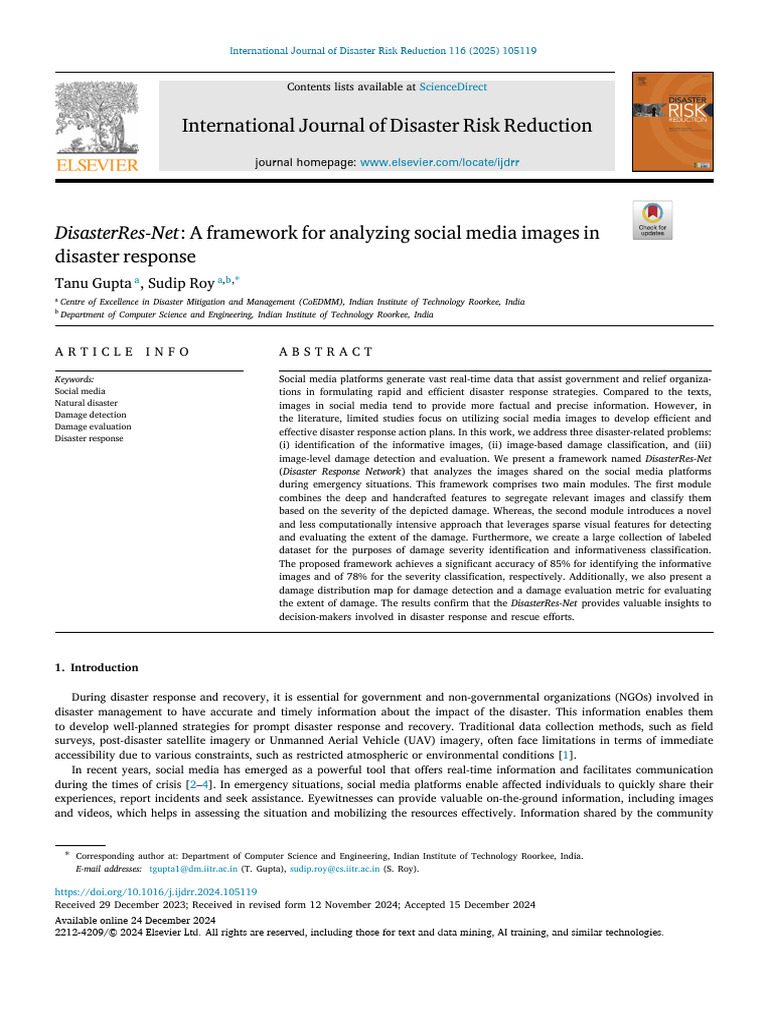 DisasterRes-Net: Analyzing Social Media Images for Disaster Response ...