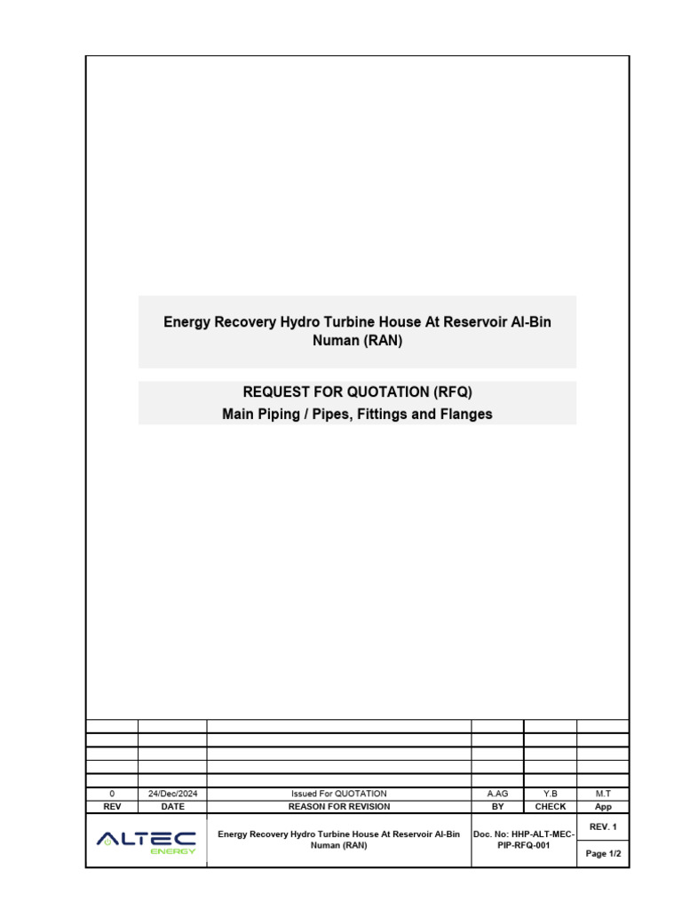 RFQ for Hydro Turbine Piping Components | PDF | Pipe (Fluid Conveyance ...