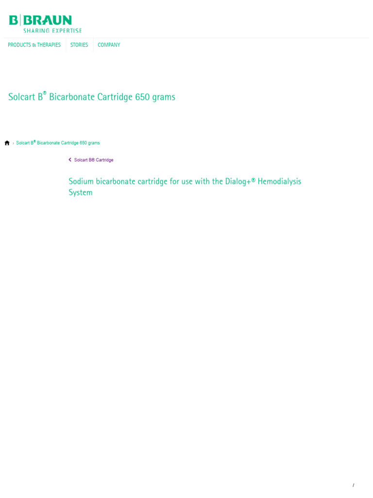 Solcart B ® Bicarbonate Cartridge 650 Grams | PDF