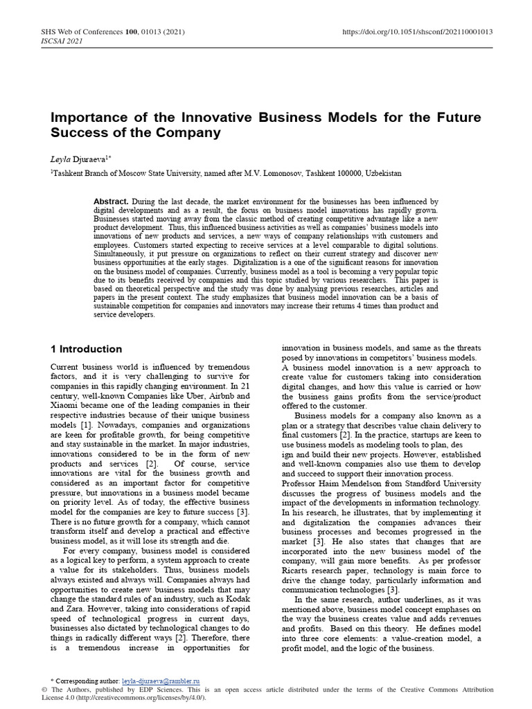 Innovative Business Models for Success | PDF | Business Model | Innovation