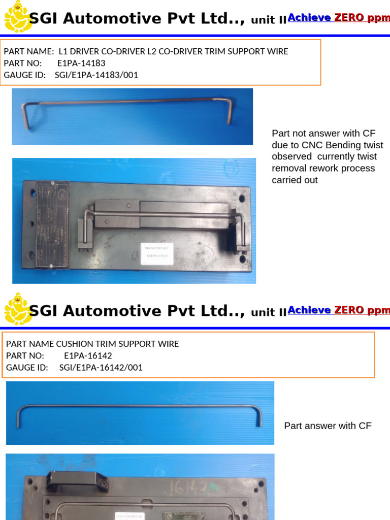 SGI Automotive ZERO PPM Parts Report | PDF