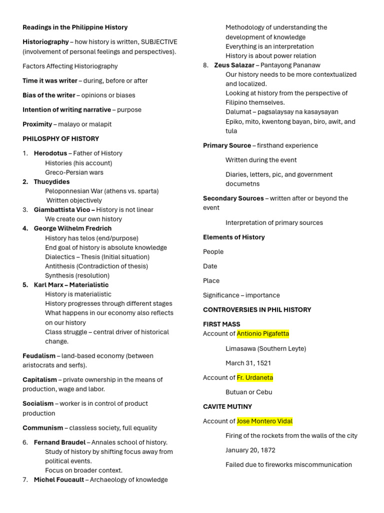 Philippine History Readings and Analysis | PDF | President Of The ...