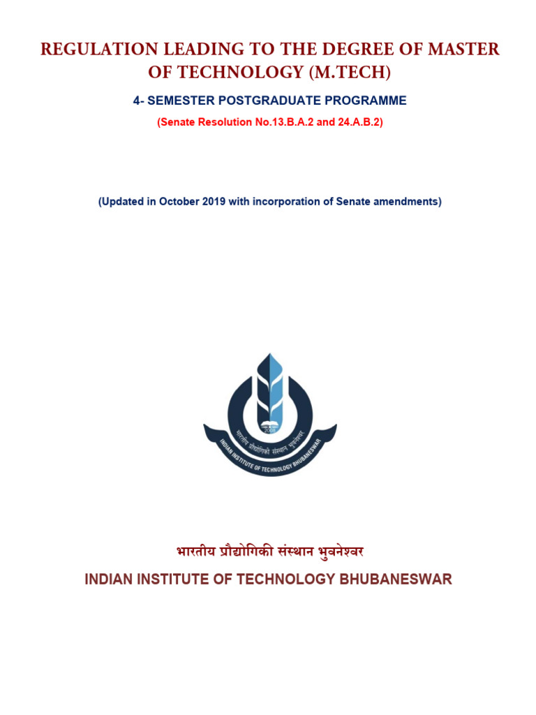 M.Tech Program Regulations and Guidelines | PDF | Thesis | Master's Degree