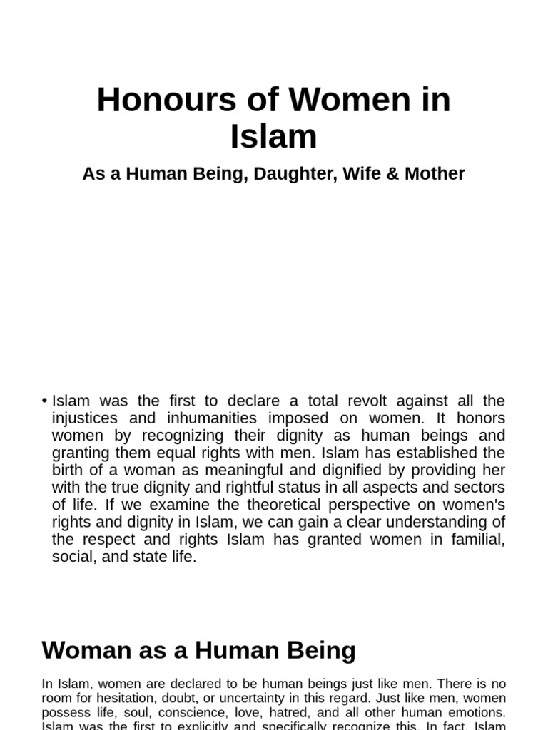 Women's Rights and Dignity in Islam | PDF | Wife | Prophets And ...