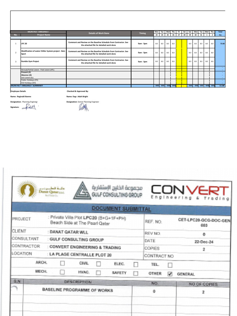 Monthly Timesheet Summary for Projects | PDF | Deep Foundation ...