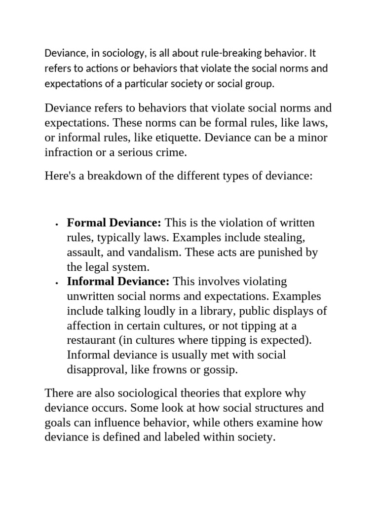 Understanding Deviance and Social Control | PDF | Deviance (Sociology ...