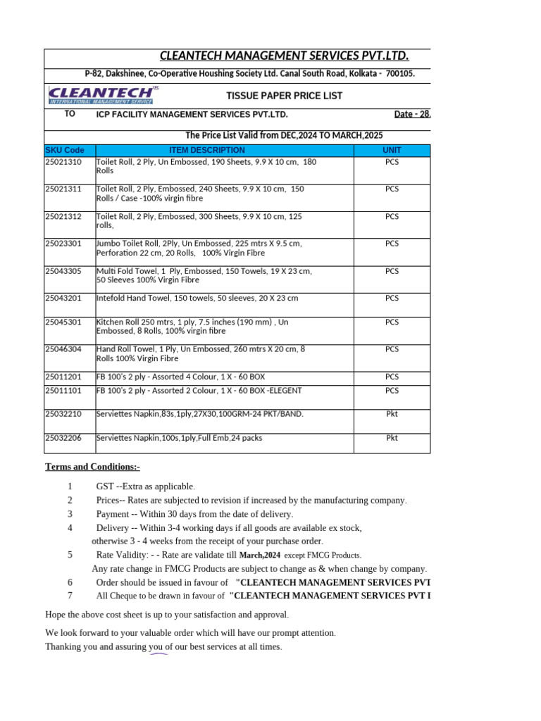 Paseo Tissue Paper Price List 2024-2025 | PDF | Wood Products ...