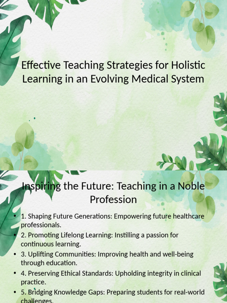 Holistic Teaching Strategies in Healthcare | PDF | Learning | Learning ...