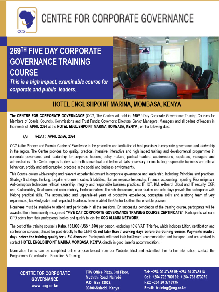 CCG Corporate Governance Training April 2024 | PDF | Governance ...