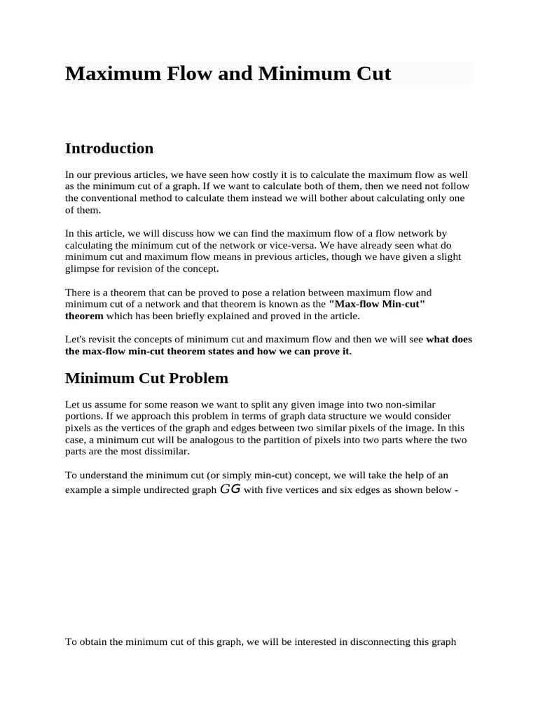 Maximum Flow and Minimum Cut | PDF | Vertex (Graph Theory ...