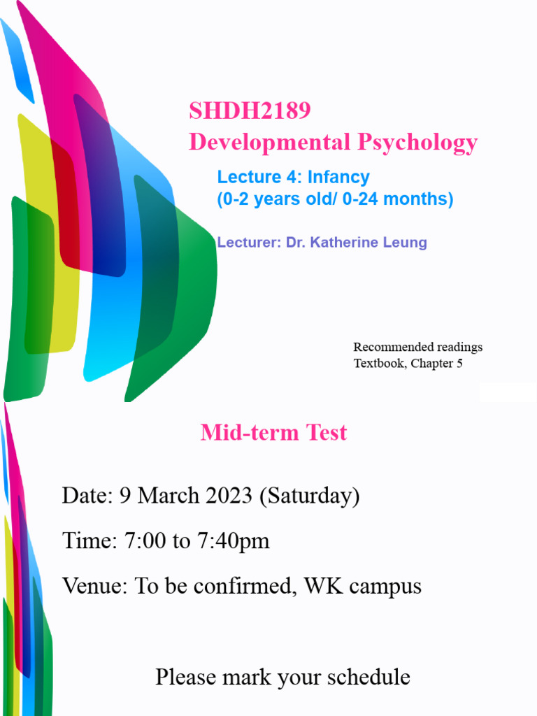 Infancy Developmental Psychology Lecture | PDF | Attachment Theory ...