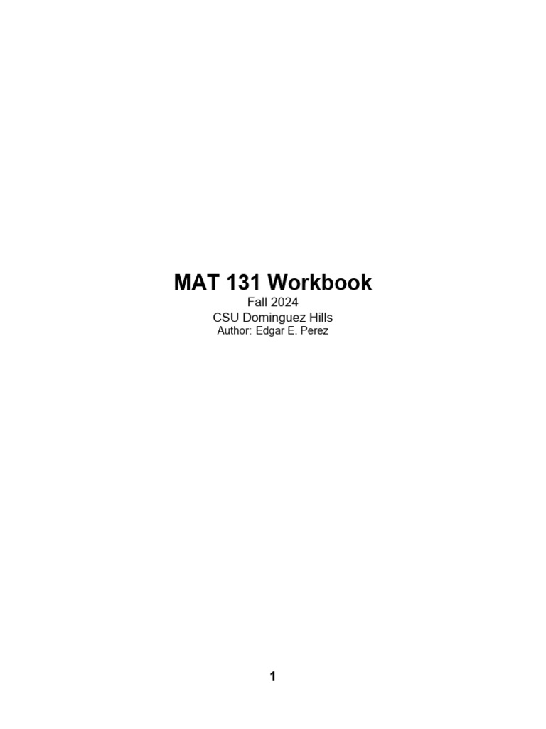 Fall 2024 MAT 131 Workbook | PDF | Statistical Hypothesis Testing ...