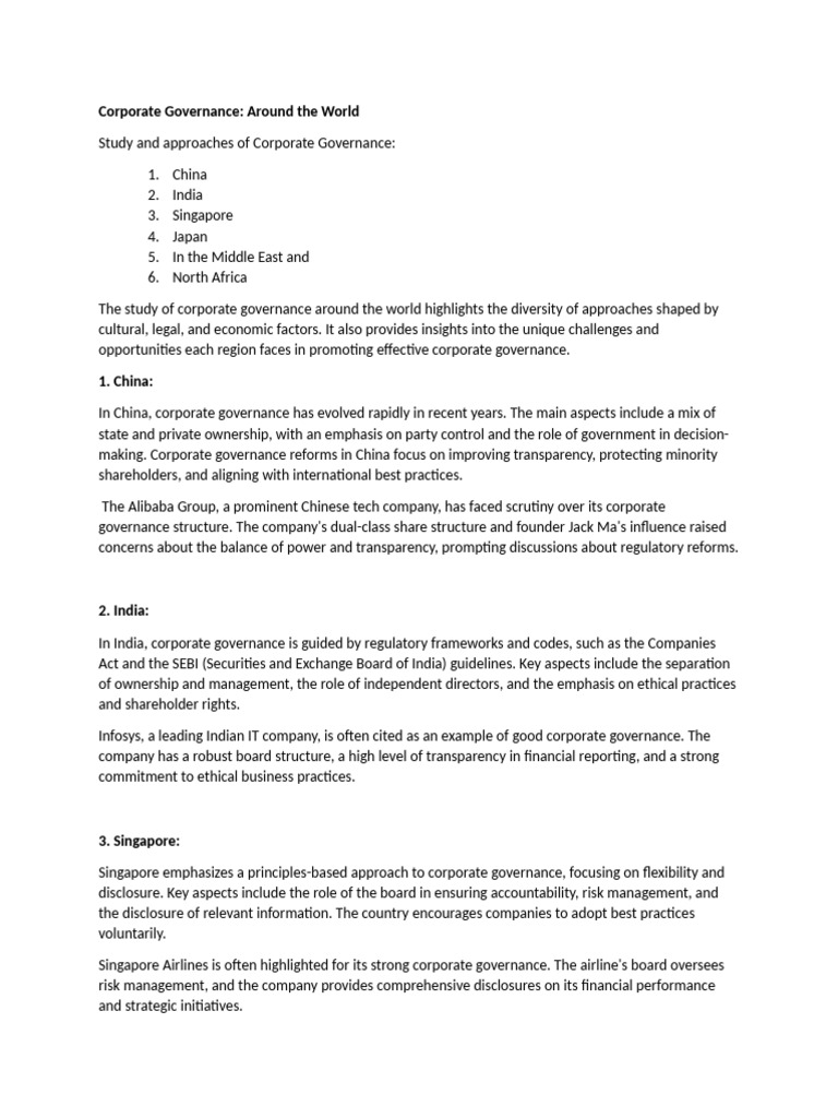 Global Corporate Governance Insights | PDF | Corporate Governance ...