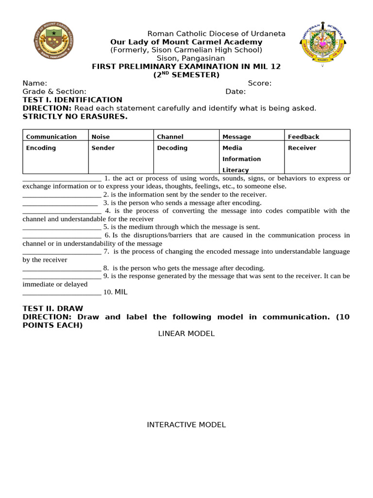 MIL 12 Communication Exam Guide | PDF | Communication | Information