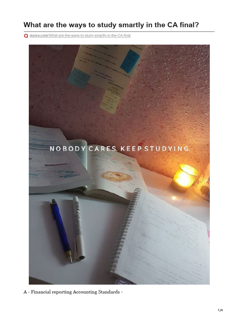 Smart Study Tips for CA Final Exam | PDF | Cognition