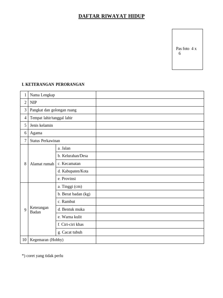 Contoh Daftar Riwayat Hidup Lengkap | PDF
