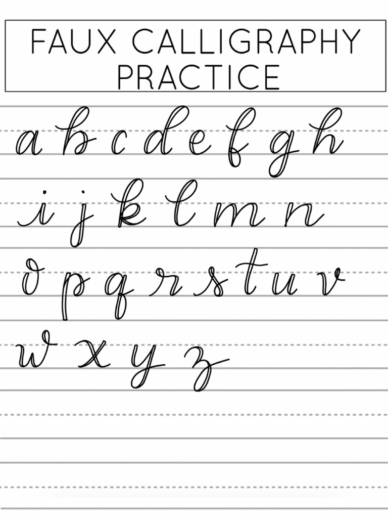 Faux Calligraphy Practice Sheet | PDF