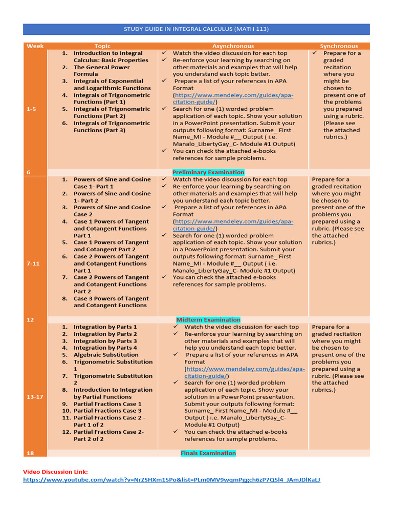 Lesson Outline Math 113 1st Sem AY 2022-2023 | PDF | Trigonometric ...