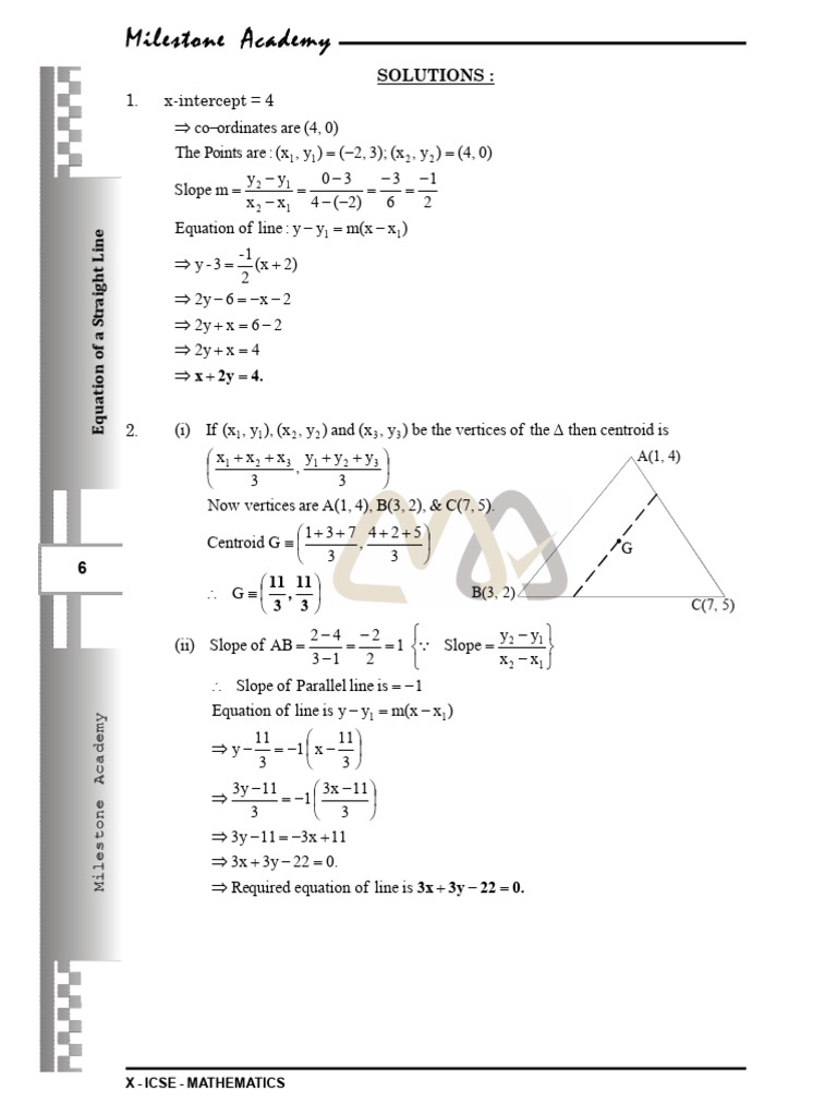 Chapter-14 Equation of A Straight Line | PDF | Line (Geometry) | Slope